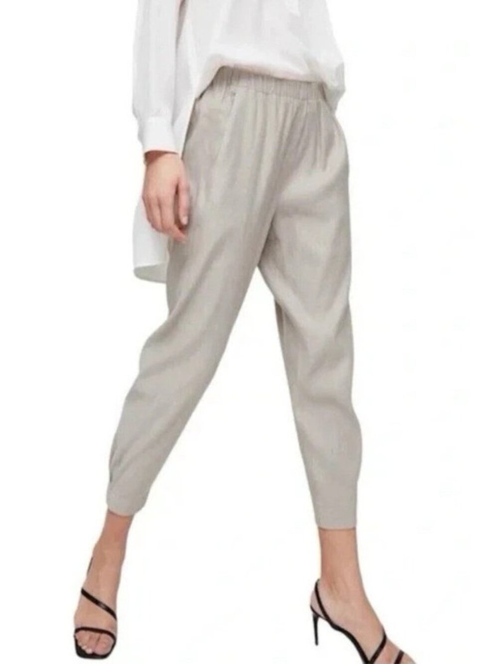 Aritzia Babaton Dexter Ashen Gray Pull On Crop Ankle Joggers Pants Trousers